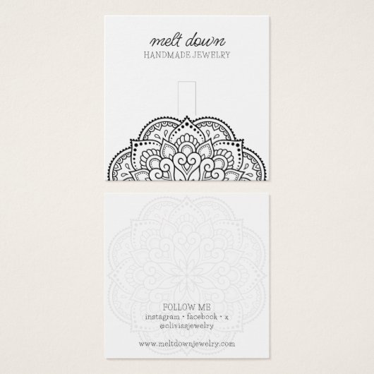 Modern Script Mandala Ring Sieraden Display Kaart (Voorkant /achterkant)