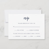 Modern Script Marine Blauw | Bruiloft Maaltijd Keu RSVP Kaartje (Achterkant)