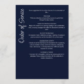 Modern Script Marine Blauw & Wit Begrafenis / Memo Programmakaart (Achterkant)