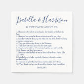 Modern Script Marine Blue Fun Facts Trouwservetten Servet (Voorkant)