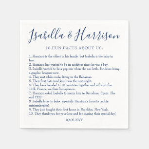 Modern Script Marine Blue Fun Facts Trouwservetten Servet