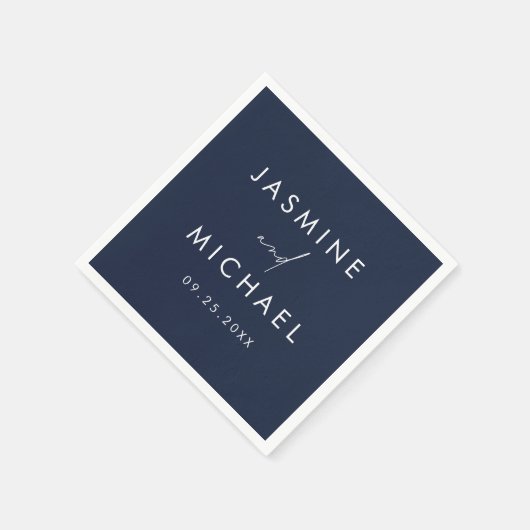 Modern Script Marine bruiloft Servet (Hoek)