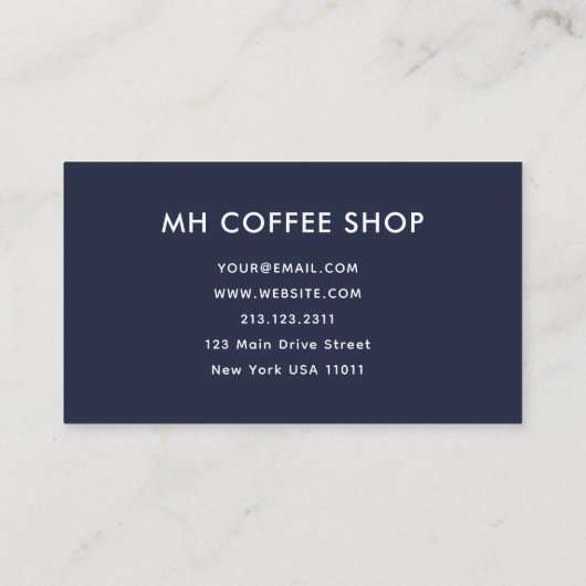 Modern Script Marine Eenvoudig Klantenkaartje (Achterkant)