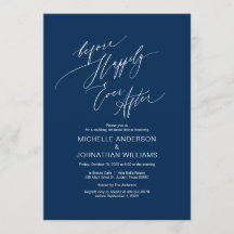 Modern script, marineblauw, bruiloft repetitie din