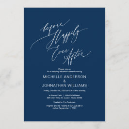 Modern script, marineblauw, bruiloft repetitie din kaart