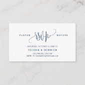 Modern script, marineblauw, feestviering RSVP Informatiekaartje (Voorkant)