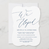 Modern script, marineblauw, trouw elopement kaart (Voorkant)