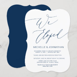Modern script, marineblauw, trouw elopement kaart