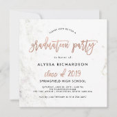 Modern script | Marmeren Graduation Party Roos Gol Kaart (Voorkant)