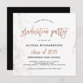 Modern script | Marmeren Graduation Party Roos Gol Kaart