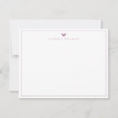 Modern Script Mauve Hart Rand Monogram Notitiekaartje (Voorkant)