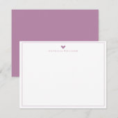 Modern Script Mauve Hart Rand Monogram Notitiekaartje (Voorkant / Achterkant)