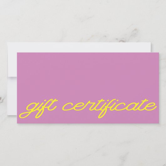 Modern Script Mauve Roze Cadeaubon (Voorkant)