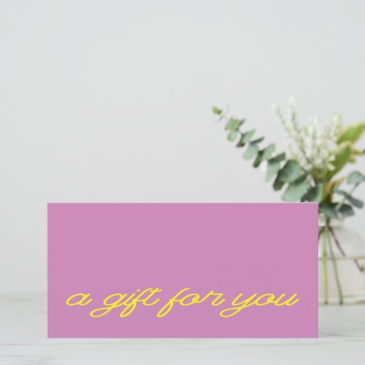 Modern Script Mauve Roze QR Code Cadeaubon (Staand voorkant)