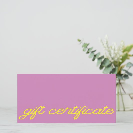 Modern Script Mauve Roze QR Code Cadeaubon (Staand voorkant)