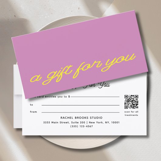 Modern Script Mauve Roze QR Code Cadeaubon