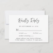 Modern Script Menu Keuze Bruiloft RSVP Kaart (Voorkant)
