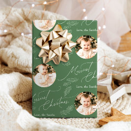 Modern Script Merriest Christmas Family 2 photo Cadeaupapier