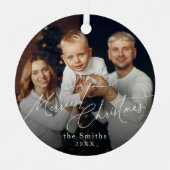 Modern script Merriest Christmas Holiday Metalen Ornament (Voorkant)