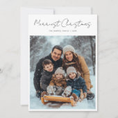 Modern Script Merriest Christmas Olive Green Foto Feestdagenkaart (Voorkant)
