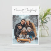 Modern Script Merriest Christmas Olive Green Foto Feestdagenkaart (Staand voorkant)
