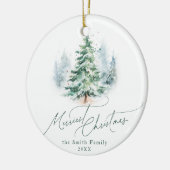 Modern Script Merriest Christmas Pine Tree Keramisch Ornament (Links)