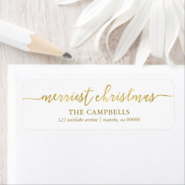 Modern script 'Merriest Kerstmis' Label