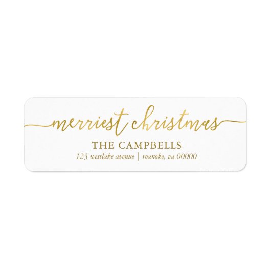 Modern script 'Merriest Kerstmis' Label (Voorkant)