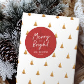 Modern Script Merry & Bright Snowflakes Christmas Ronde Sticker