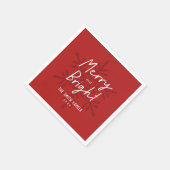 Modern Script Merry & Bright Snowflakes Christmas Servet (Hoek)