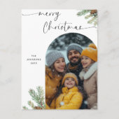 Modern Script Merry Christmas Arch Lijst Foto Feestdagenkaart (Voorkant)