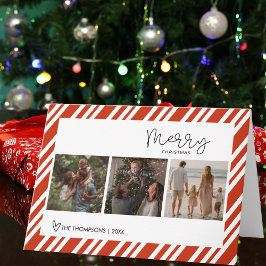 Modern Script Merry Christmas Family Photo Custom Kaart