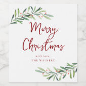 Modern Script Merry Christmas Holiday Party Wijn Etiket (Enkel label)