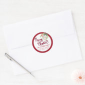 Modern script Merry Christmas rood holly Label (Envelop)