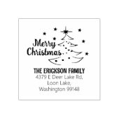 Modern Script Merry Christmas Tree Retouradres Rubberstempel (Afrduk)