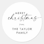 Modern Script Merry Kerstfeestdag Ronde Sticker (Voorkant)