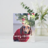 Modern script Merry kerstfoto Briefkaart (Staand voorkant)
