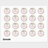 Modern script Merry Kerstred holly logo Class Ronde Sticker (Vel)