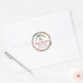 Modern script Merry Kerstred holly logo Class Ronde Sticker (Envelop)