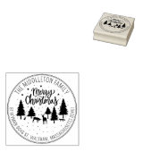 Modern Script Merry-kerstretouradres Rubberstempel (Gestempeld)