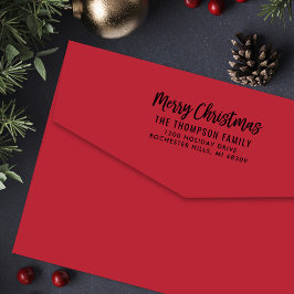 Modern Script Merry-kerstretouradres Zelfinktende Stempel