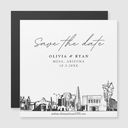 Modern Script Mesa Arizona Save the Date Magnet (Voorkant / Achterkant)