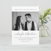 Modern Script met Stippen en Photo Blush Wedding Kaart (Staand voorkant)