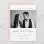 Modern Script met Stippen en Photo Blush Wedding Kaart (Voorkant / Achterkant)
