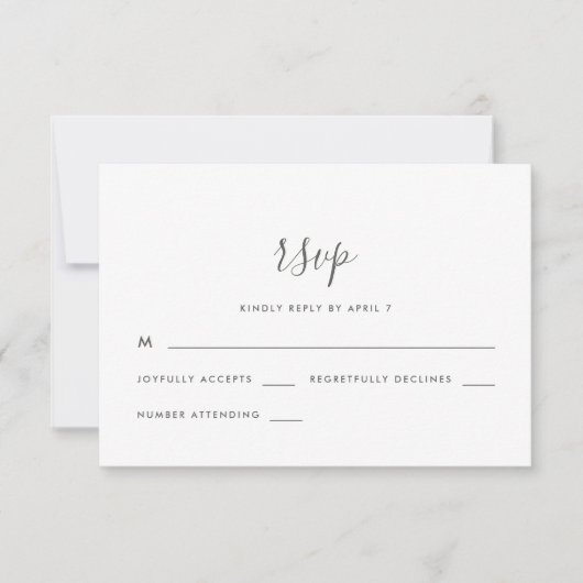 Modern script met Stippen Wedding Rsvp Kaartje (Voorkant)