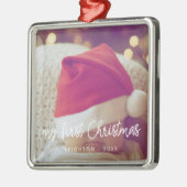 Modern script Mijn eerste kerstfoto baby Metalen Ornament (Links)