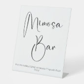 Modern Script Mimosa Bar-Vrijgezellenfeest Reclamebord Met Voetstuk (Voorkant)
