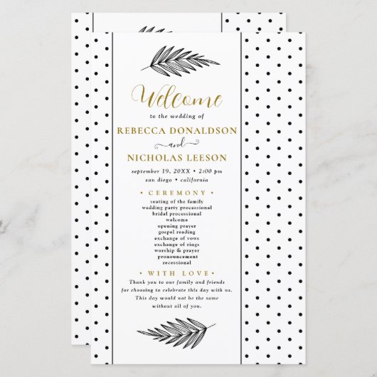 Modern script - minimaal bruiloft programma (Voorkant / Achterkant)