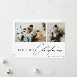 Modern Script Minimaal Eenvoudig Foto Prettig Kers Feestdagenkaart