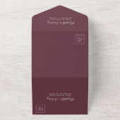 Modern Script Minimal Burgundy Wedding All In One Uitnodiging (Buitenkant)